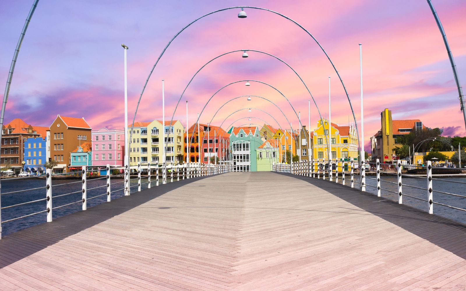 Curaçao bridge and waterfront at sunset
