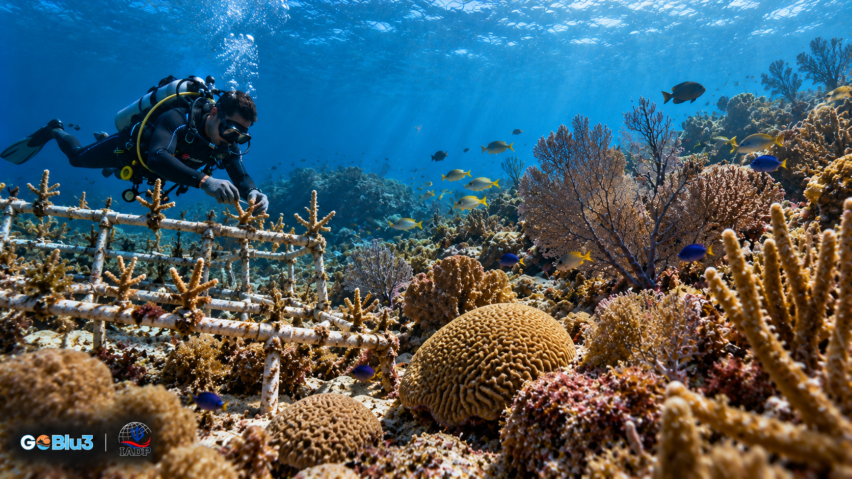 Healthy coral reef and marine conservation activity in Cura&ccedil;ao
